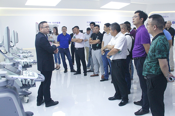 Visitors carefully review full ultrasound product series